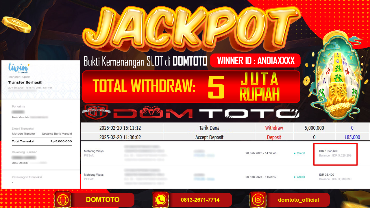 JACKPOT SLOT MAHJONG WAYS 20 FEBRUARI 2025